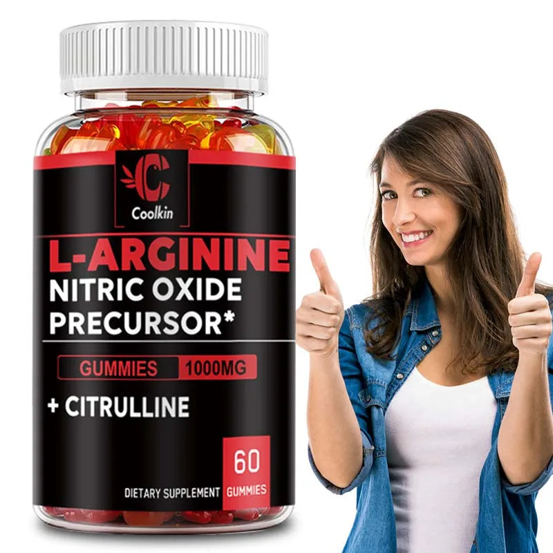 L-Arginine Gummies - Nitric Oxide for Muscle Growth and Strength, Build Muscle Mass - 60 Gummies