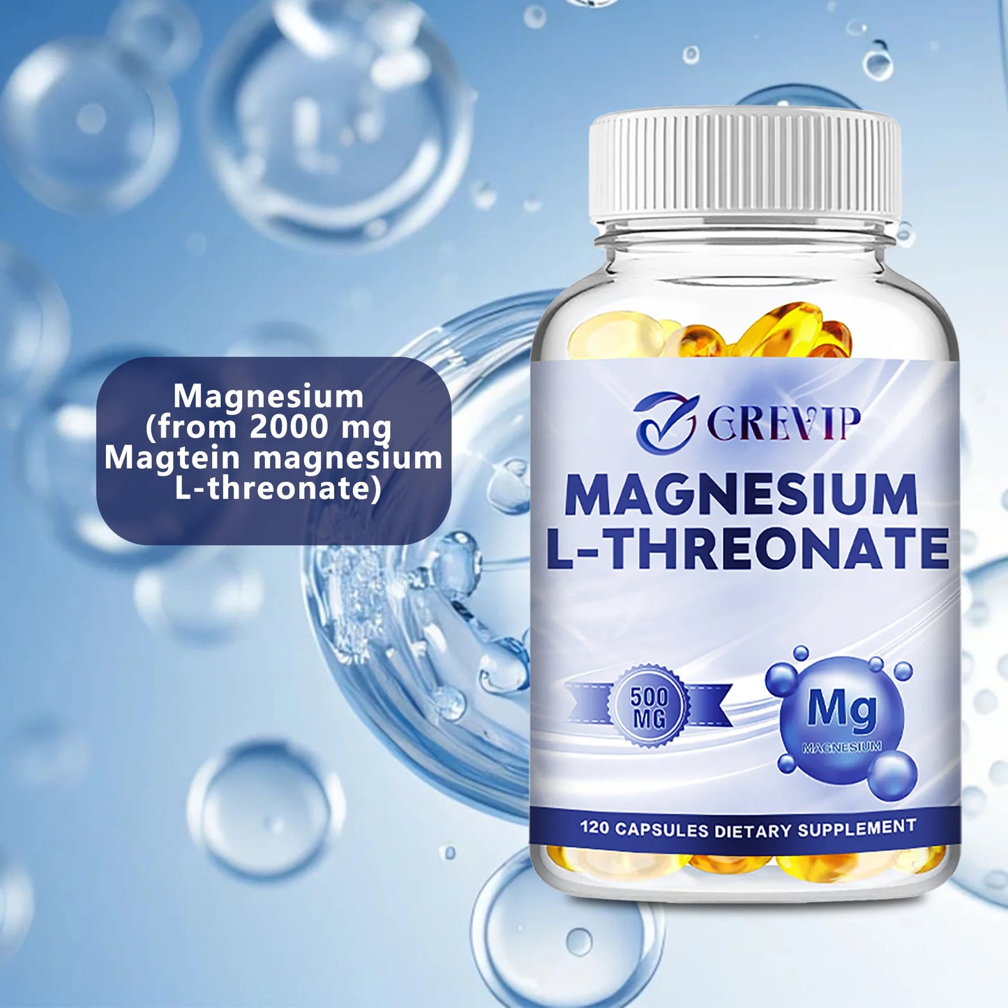Magnesium L-Threonate Supplement - Supports Quality of Sleep, Focus, Memory & Learning Brain Health - 120 Capsules