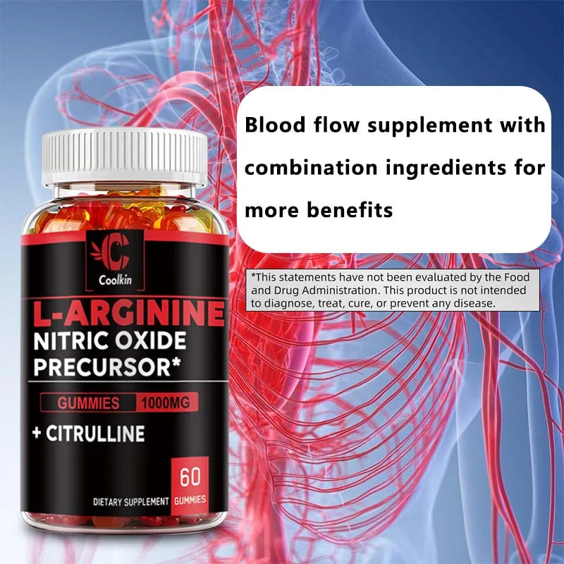 L-Arginine Gummies - Nitric Oxide for Muscle Growth and Strength, Build Muscle Mass - 60 Gummies
