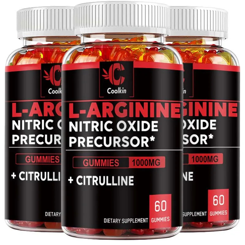 L-Arginine Gummies - Nitric Oxide for Muscle Growth and Strength, Build Muscle Mass - 60 Gummies