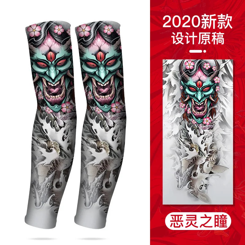 Summer Tattoo Sleeves Ice Silk Golf Sports Sun-proof Cycling Men Cool Personalized Driving Women Fishing Elastic Arm Warmer