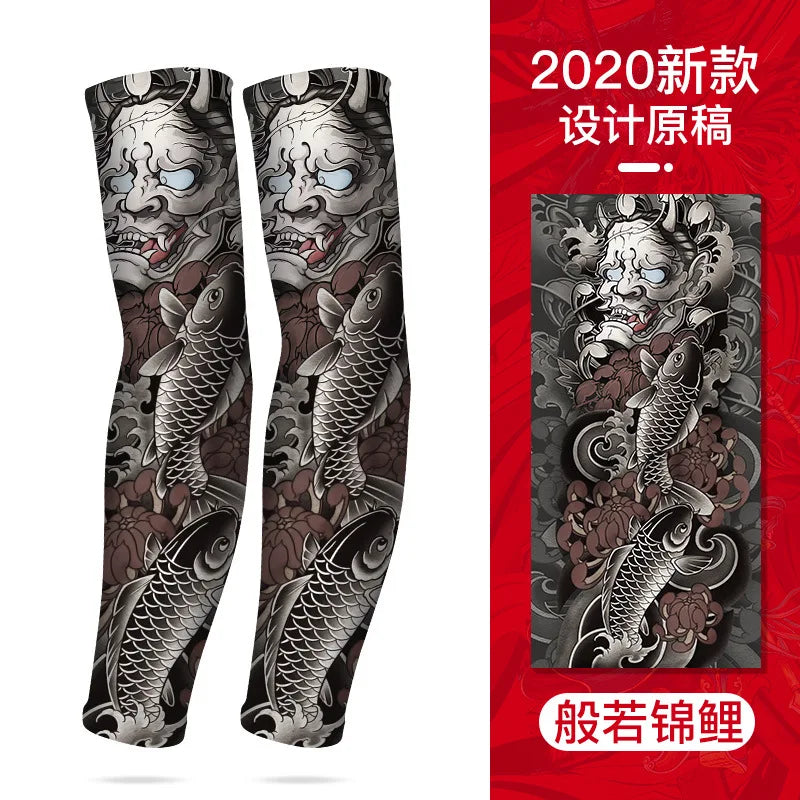 Summer Tattoo Sleeves Ice Silk Golf Sports Sun-proof Cycling Men Cool Personalized Driving Women Fishing Elastic Arm Warmer