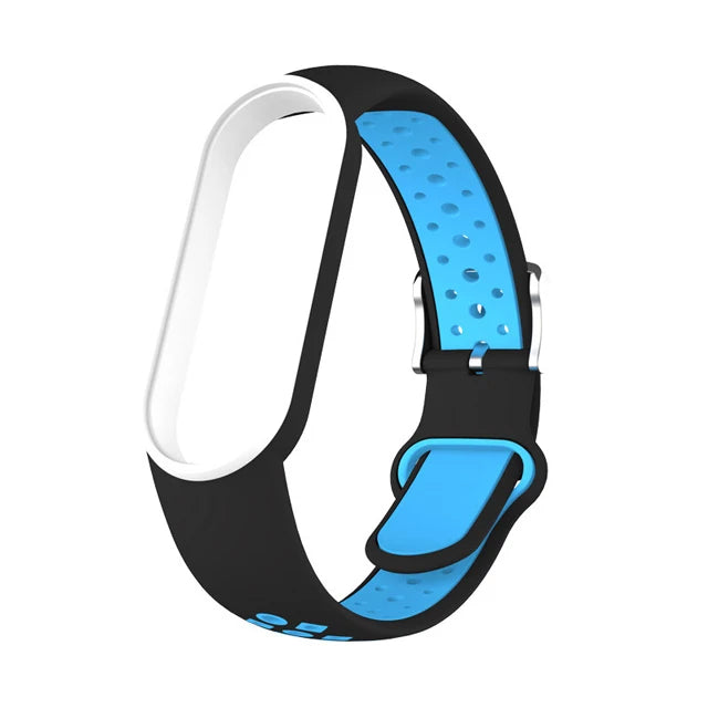 Belt For Xiaomi Mi Band 5 6 Two-color Silicone Bracelet Sport Breathable Strap For Miband 5 Miband7 Replacement Wristband