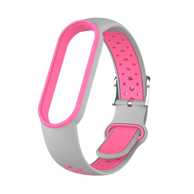 Belt For Xiaomi Mi Band 5 6 Two-color Silicone Bracelet Sport Breathable Strap For Miband 5 Miband7 Replacement Wristband