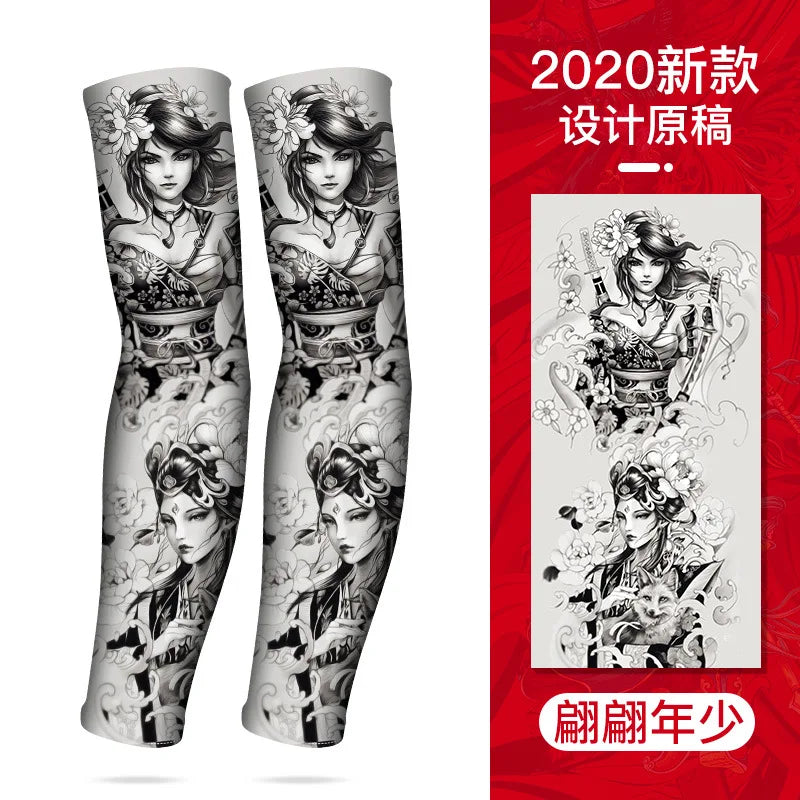 Summer Tattoo Sleeves Ice Silk Golf Sports Sun-proof Cycling Men Cool Personalized Driving Women Fishing Elastic Arm Warmer