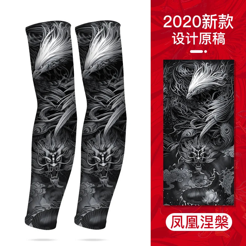 Summer Tattoo Sleeves Ice Silk Golf Sports Sun-proof Cycling Men Cool Personalized Driving Women Fishing Elastic Arm Warmer