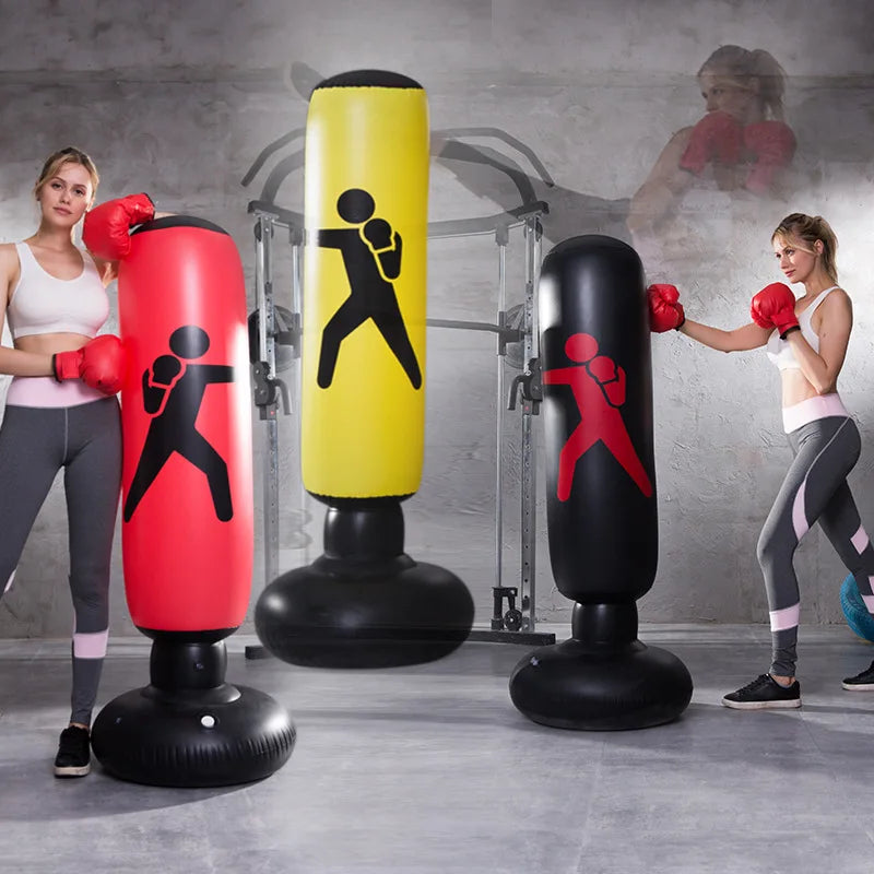 1.6m Adult Inflatable Boxing Bag PVC Thickening Vertical Boxing Pillar Tumbler Fight Column Punching Bag Fitness Tool Air Pump