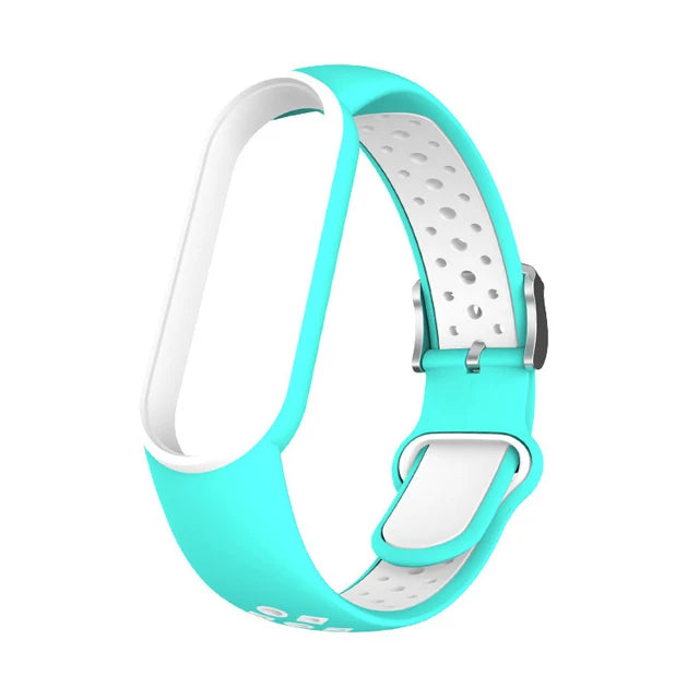 Belt For Xiaomi Mi Band 5 6 Two-color Silicone Bracelet Sport Breathable Strap For Miband 5 Miband7 Replacement Wristband