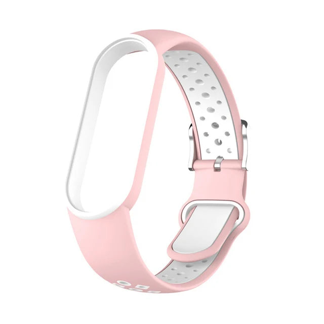 Belt For Xiaomi Mi Band 5 6 Two-color Silicone Bracelet Sport Breathable Strap For Miband 5 Miband7 Replacement Wristband