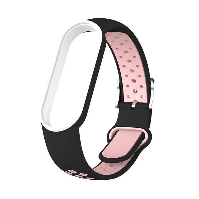 Belt For Xiaomi Mi Band 5 6 Two-color Silicone Bracelet Sport Breathable Strap For Miband 5 Miband7 Replacement Wristband