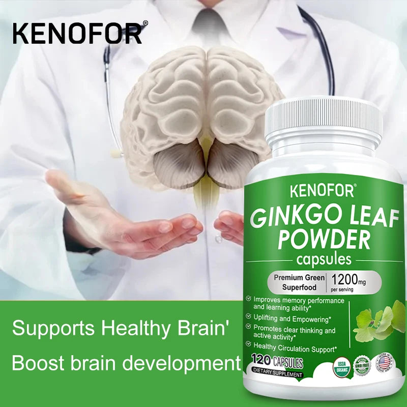 Ginkgo Extract Supplement - Brain Nutrition Supplement Supports Memory, Learning and Cognitive Function Vegetarian Capsules