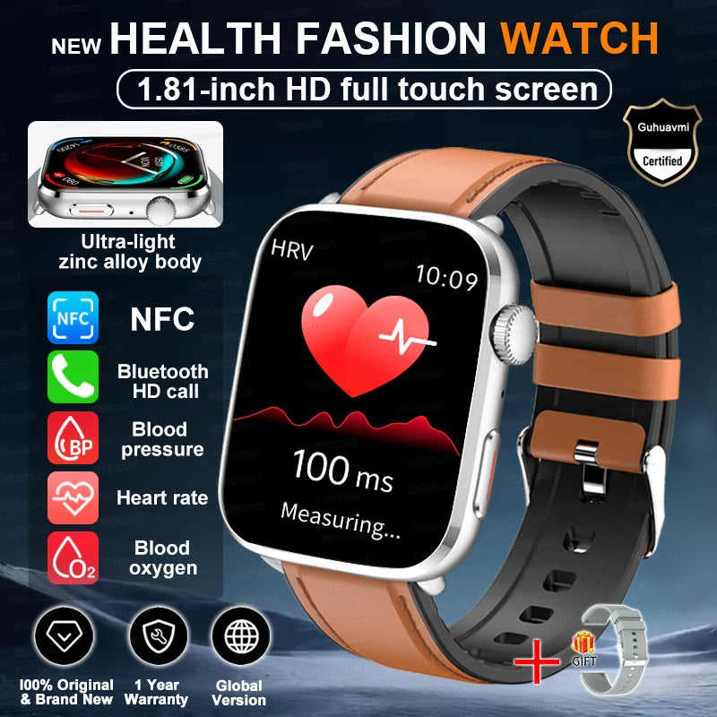 2025 New Blood Pressure AI Diagnosis Smart Watch Men Heart Rate Body temperature IP68 Waterproof NFC Smart Watch For HUAWEI  IOS