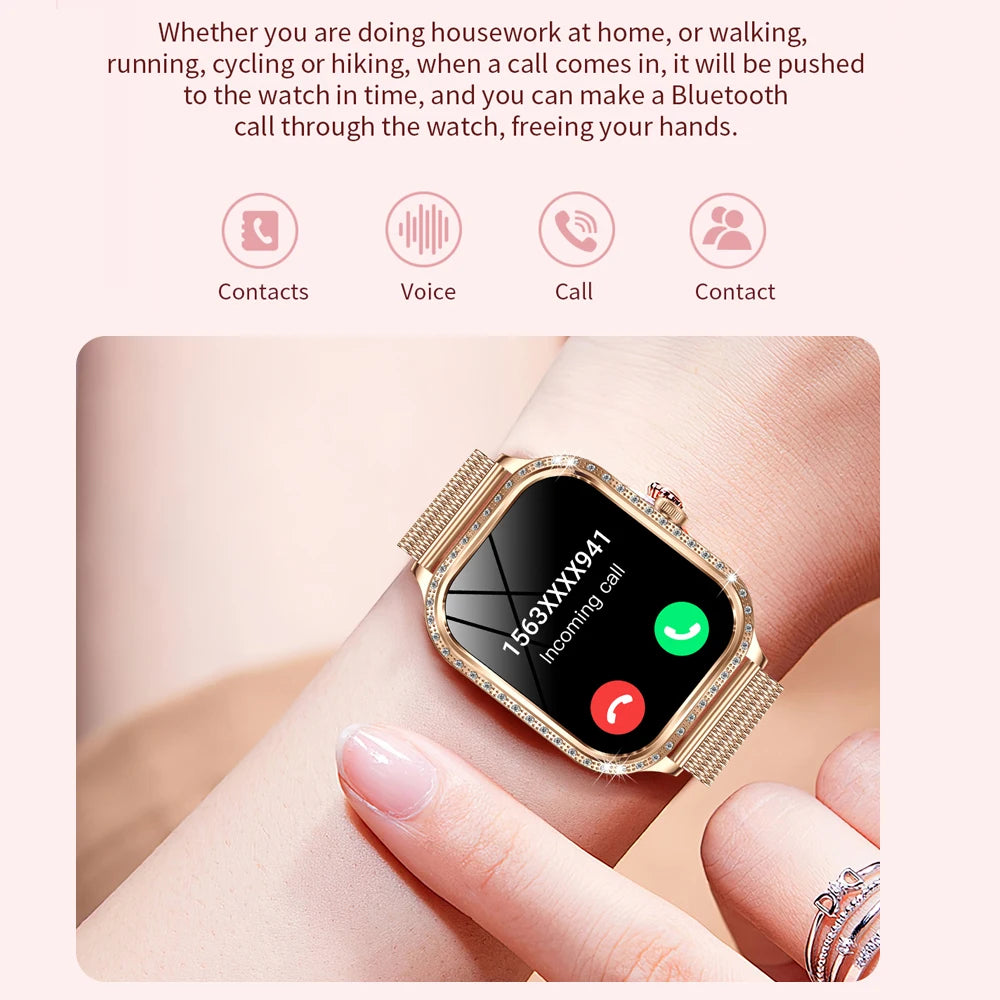 For Xiaomi Huawei New Women Smart Watch Heart Rate Blood Pressure Monitor Music Playback AI Voice Sports BT Calling SmartWatch