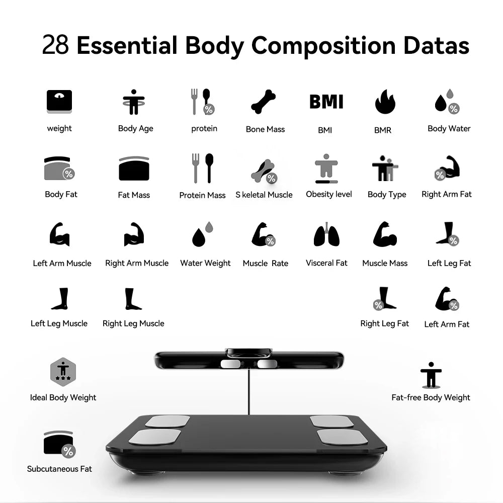 Body Composition Analyzer Professional Personal Weight Loss Fitness Scale Smart Body Fat Scale 8 Electrodes Bioimpedance Scales