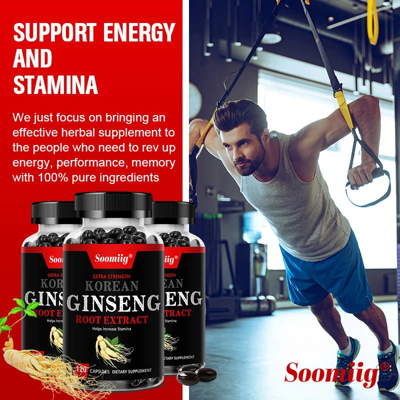 Korean Red Ginseng Extract - Enhances Endurance, Strength and Mood BalanceStrong for energy, stamina and focus
