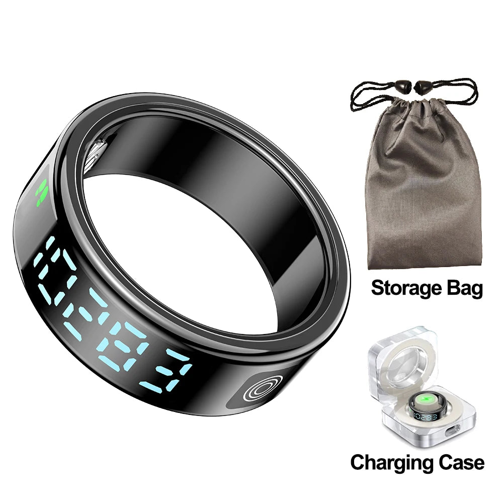 2025 New SR08 Smart Ring Men Women LED Display Screen Heart Rate Blood Oxygen Monitoring 5ATM Waterproof Multi Sports Modes Gift