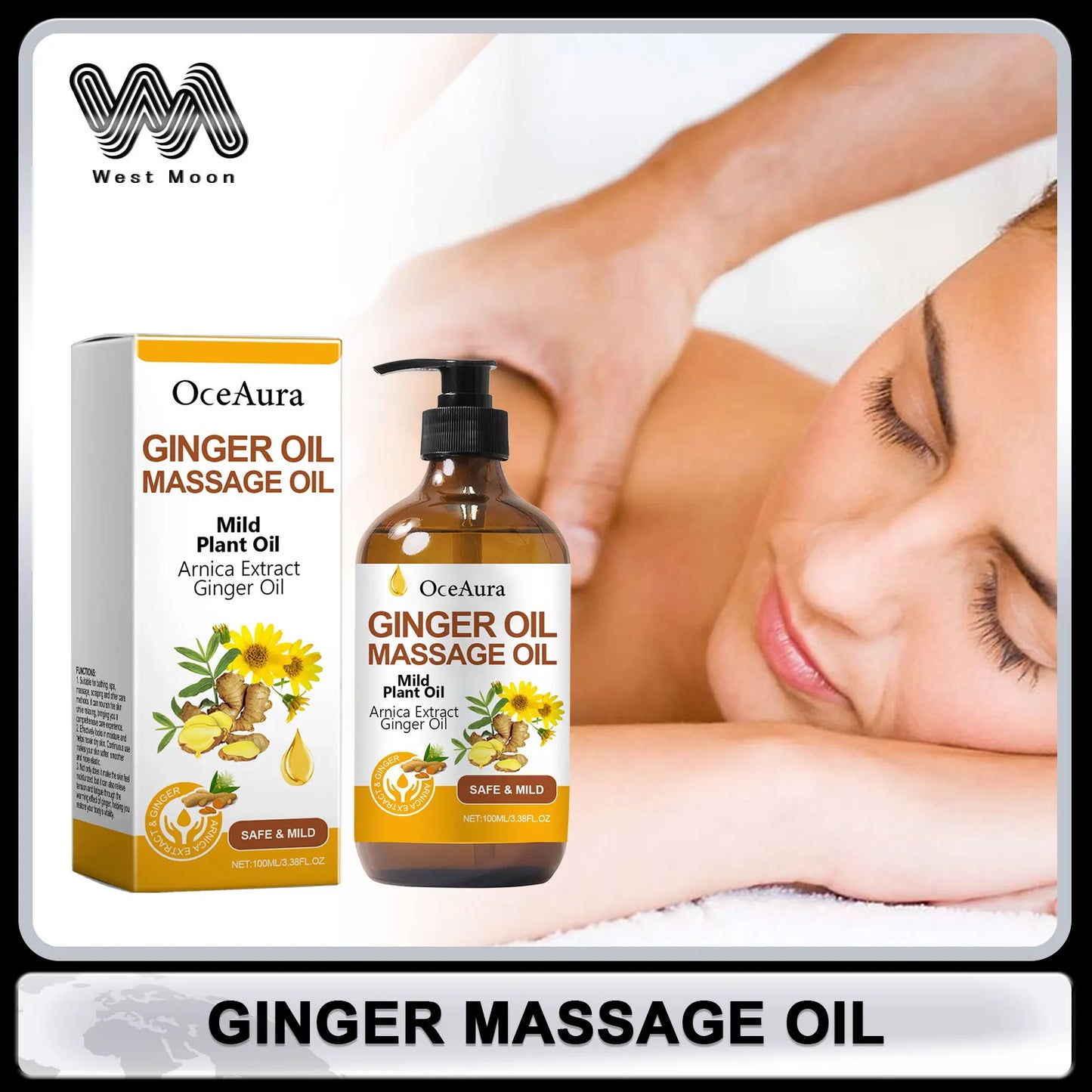 Body Massage Oil Ginger Essential Oil Relief Stress Relaxing Muscle Body Oil Moisturizing Nourishing Tightening Body Skin Care