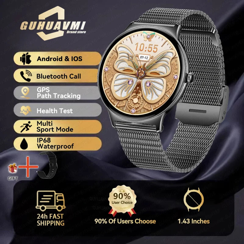 2025 New Smart Watch For Women Gift 1.43 Inch Full Touch Screen Sports Fitness Watches Bluetooth Calls Digital Smartwatch Ladies