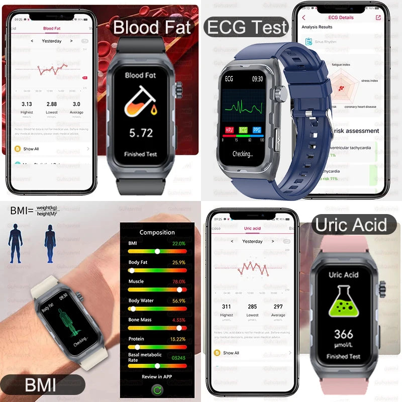 2025 For Xiaomi Nursing level Pulse therapy Health Smartwatch Men ECG+PPG Blood pressure lipid Uric acid Sports Smart Braceles