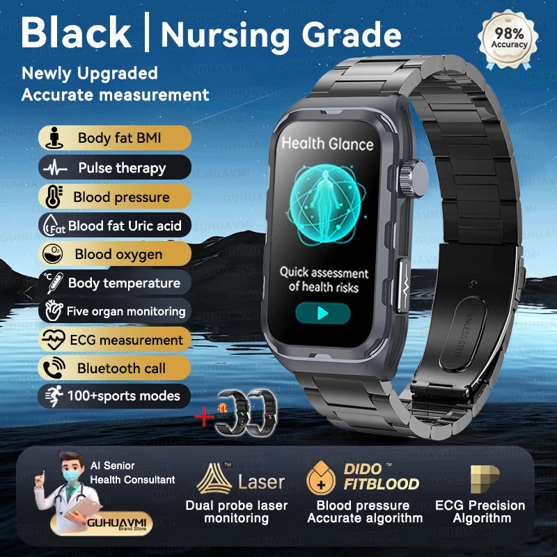 2025 For Xiaomi Nursing level Pulse therapy Health Smartwatch Men ECG+PPG Blood pressure lipid Uric acid Sports Smart Braceles