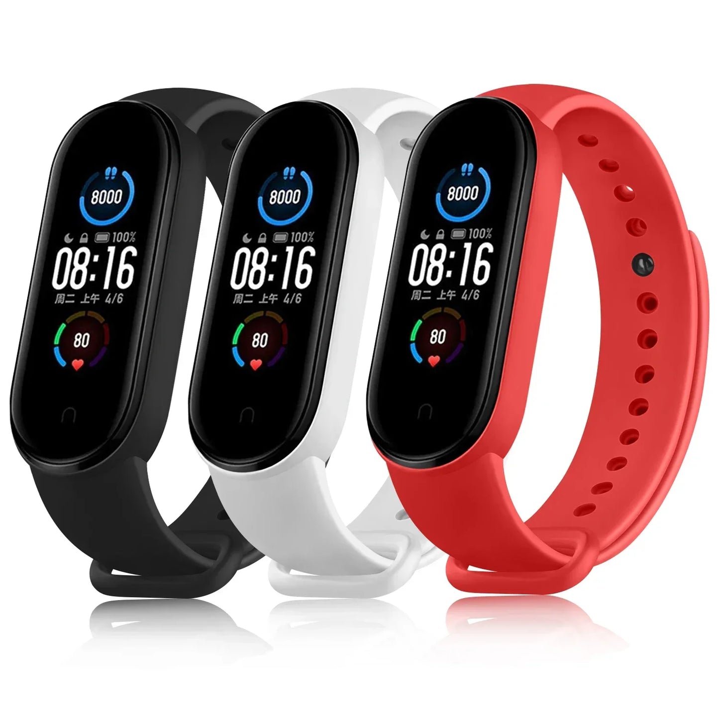 3pcs Soft Silicone Strap For Xiaomi Mi Band 6 5 Amazfit Band 5 Bracelet watch Sport Waterproof For Mi Band 6 5 Strap Wristband