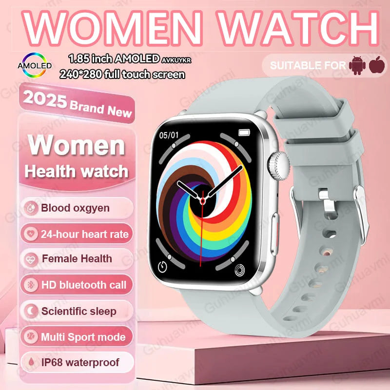 2025 New NFC Smat Watch Women 1.85-inch Blood Pressure Heart Rate Bluetooth Call Female Health Smarwatches Ladies For HUAWEI IOS