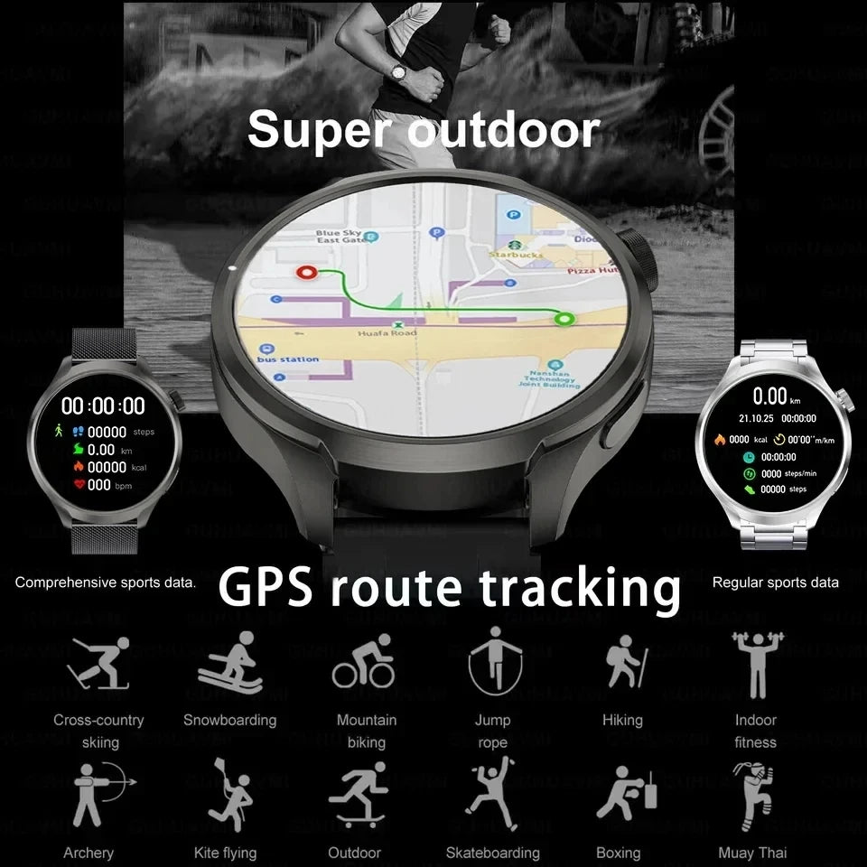 2025 New GPS Sports NFC Fashion Smartwatch Men's 1.85 "AMOLED Screen Heart Rate Blood Pressure Health Smart Watch For Huawei IOS