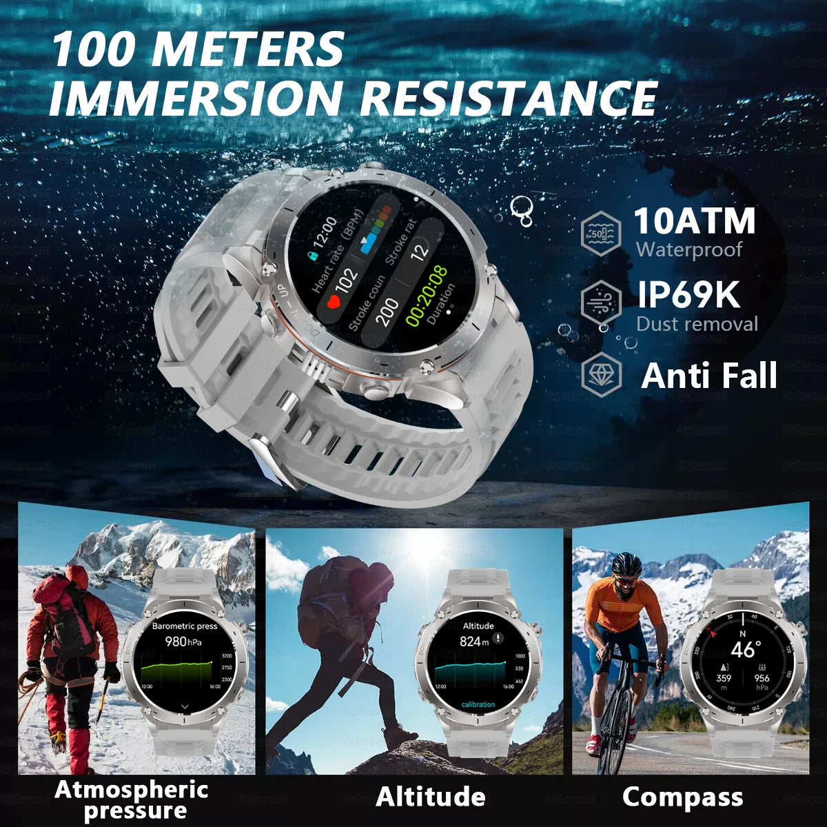 2025 New For Xiaomi IOS Ultra GPS Smart Watch 10ATM Waterproof Built-in Dual-band GNSS Compass Military Sport Men SWIM Bracelet