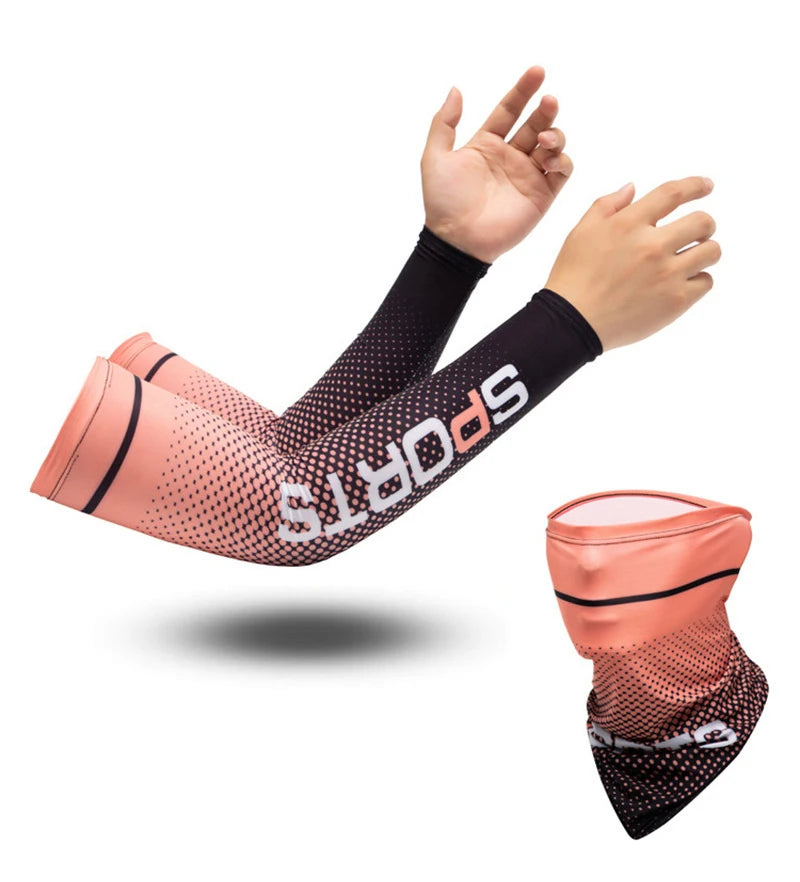 2023New Ice Silk Sleeve Sunscreen Cuff UV Sun Protection Arm Sleeves  Anti-Slip Men Women Long Gloves Outdoor Cool Sport Cycling