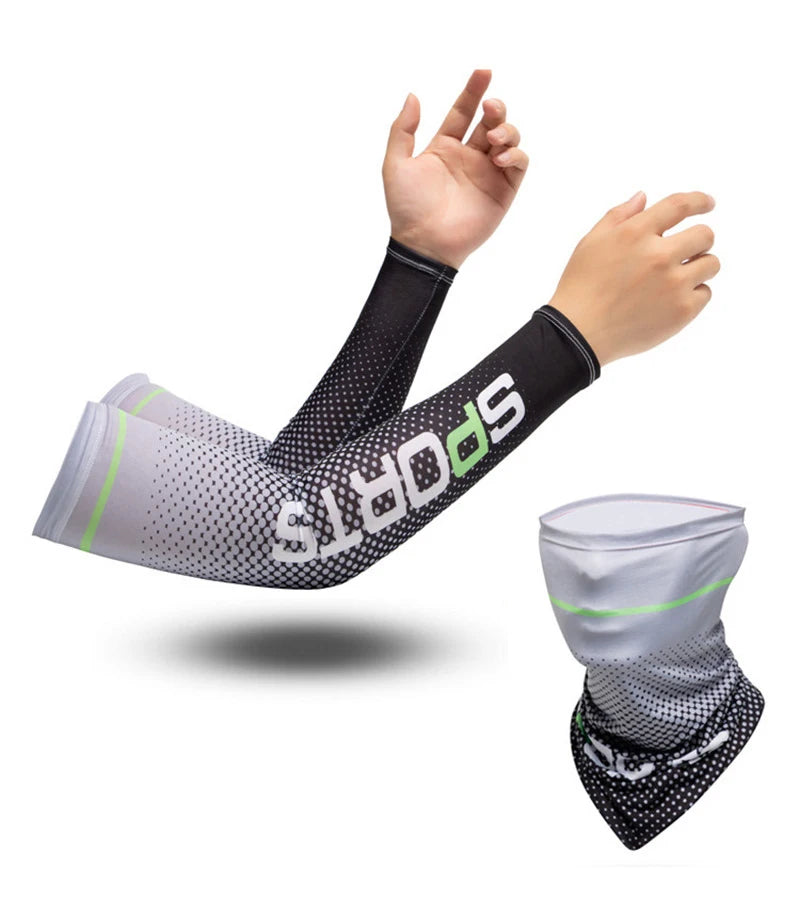 2023New Ice Silk Sleeve Sunscreen Cuff UV Sun Protection Arm Sleeves  Anti-Slip Men Women Long Gloves Outdoor Cool Sport Cycling