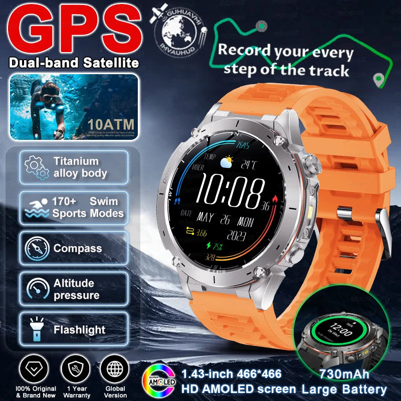 2025 New For HUAWEI IOS Ultra GPS Smart Watch 10ATM Waterproof Built-in Dual-band GNSS Compass Military Sport Men SWIM Bracelet
