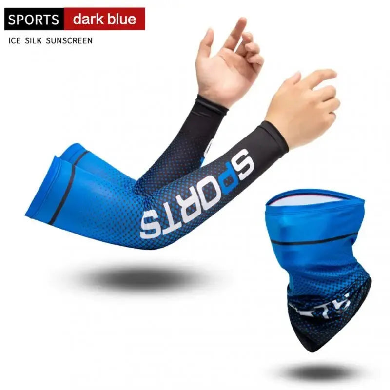 2Pcs Set Sun UV Protection Long Gloves Hand Protector Cover Arm Sleeves Ice Silk Sleeves Outdoor Arm Cool Sport Cycling