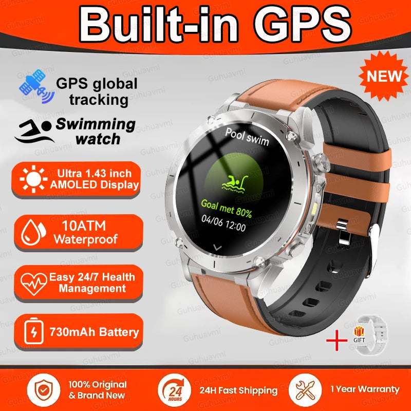 2025 New For Xiaomi GPS Sports Smart Watch 10ATM Waterproof Built-in Dual-Band GNSS Compass Altimeter Military Grade Smartwatchs