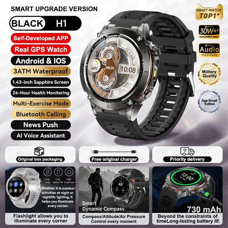 2025 New For Xiaomi IOS Ultra GPS Smart Watch 10ATM Waterproof Built-in Dual-band GNSS Compass Military Sport Men SWIM Bracelet