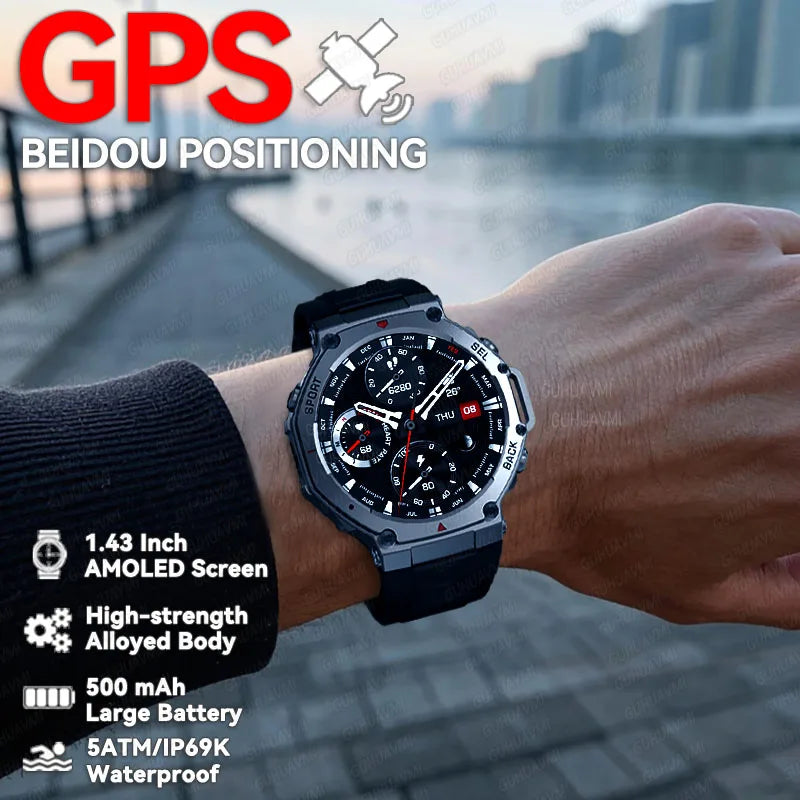 2025 New T-Rex 3 GPS SmartWatch Ultra Men 10ATM IP69K Waterproof Smartwatch Compass Altimeter Barometric Bracelet For HUIAWE IOS