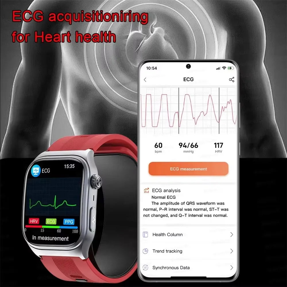 2025New Sapphire Glass Air Pump Airbag Test Three High Smart Watches Men ECG Heart Rate Blood Pressure Health Tracker Smartwatch