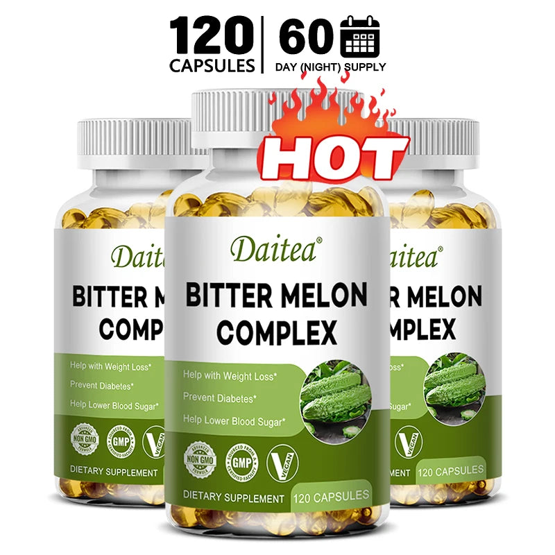 Bitter Melon Extract Capsules, Promote Digestive Health, Healthy Blood Sugar Levels, Multivitamin Supplement, Non-GMO