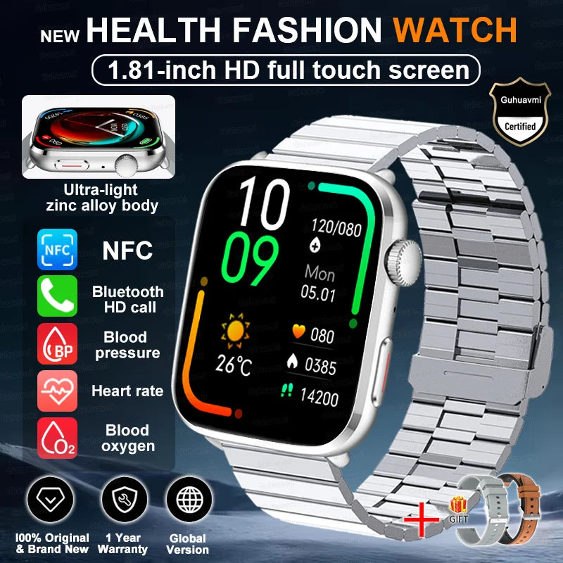 2025 New Blood Pressure AI Diagnosis Smart Watch Men Heart Rate Body temperature IP68 Waterproof NFC Smart Watch For HUAWEI  IOS