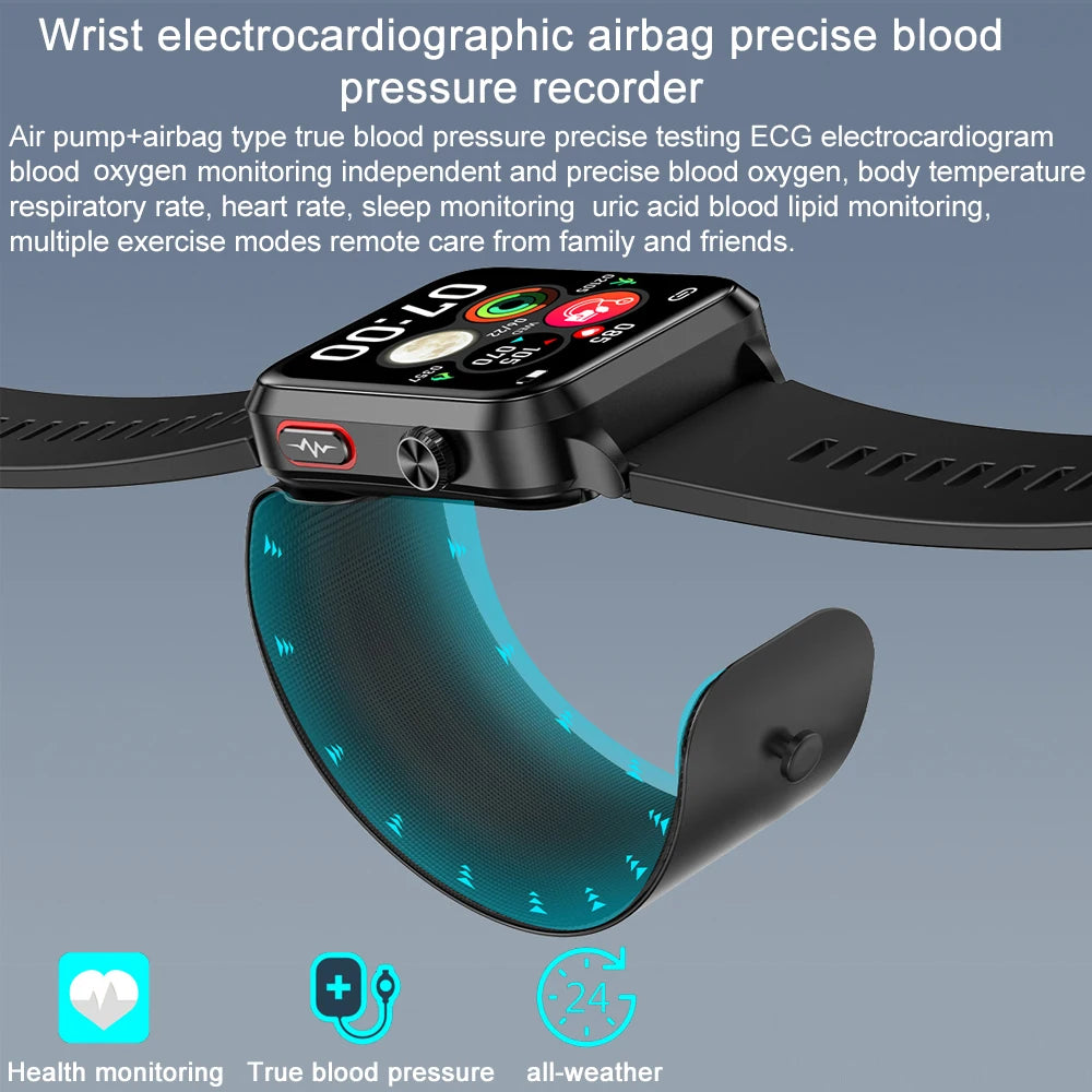 2025 New Air Pump ECG Smart Watch men Airbag health watch for huawei True Accurately Blood Pressure Uric Acid Blood Lipids watch