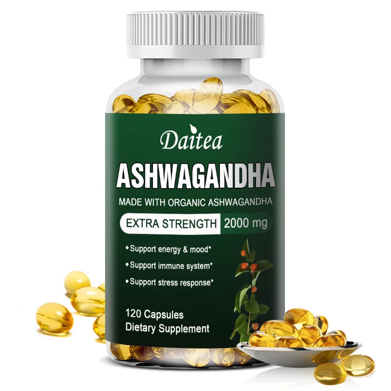 Daitea Ashwagandha Extract Capsules 2000mg, Immune System, Promote Sleep, Energy and Mood Support, Antioxidant Supplement