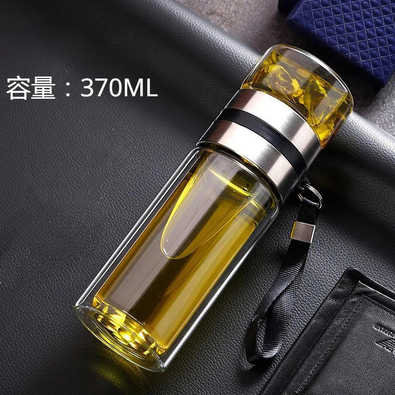 Tea Water Bottle High Borosilicate Glass Double Layer Tea Water Cup Infuser Tumbler Drinkware Water Bottle With Tea Filter