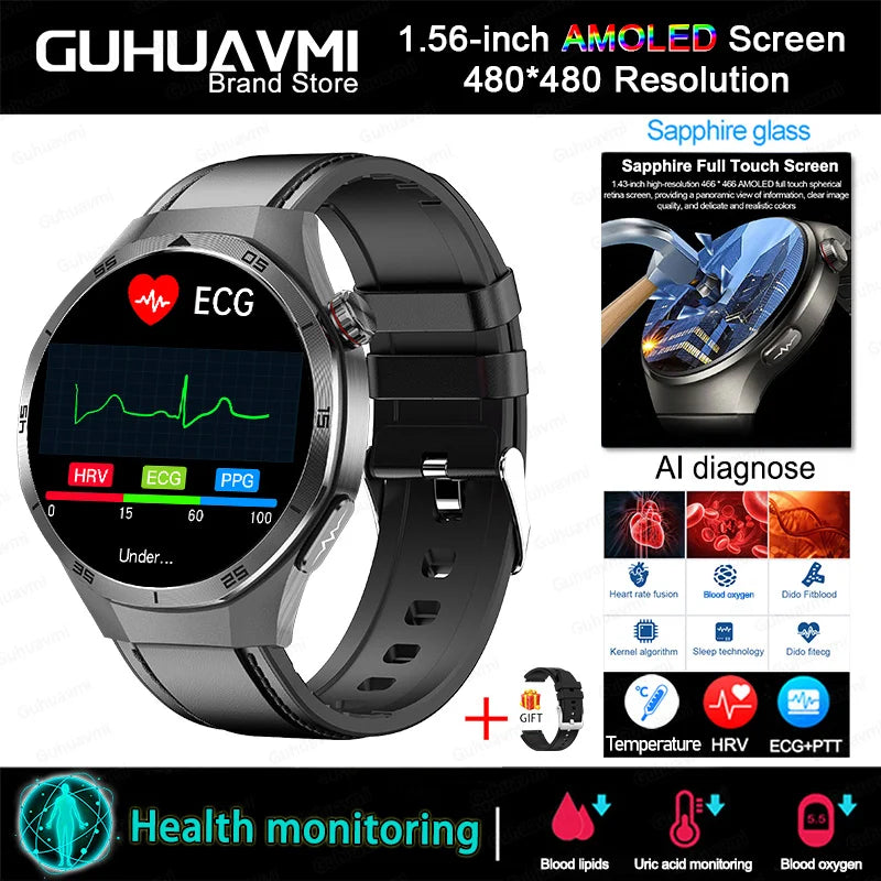 2025 For HUAWEI DT5 Pro  AMOLED Smart Watch Men ECG Micro Physical Examination Heart Rate Blood fat uric Acid Man NFC Smartwatch
