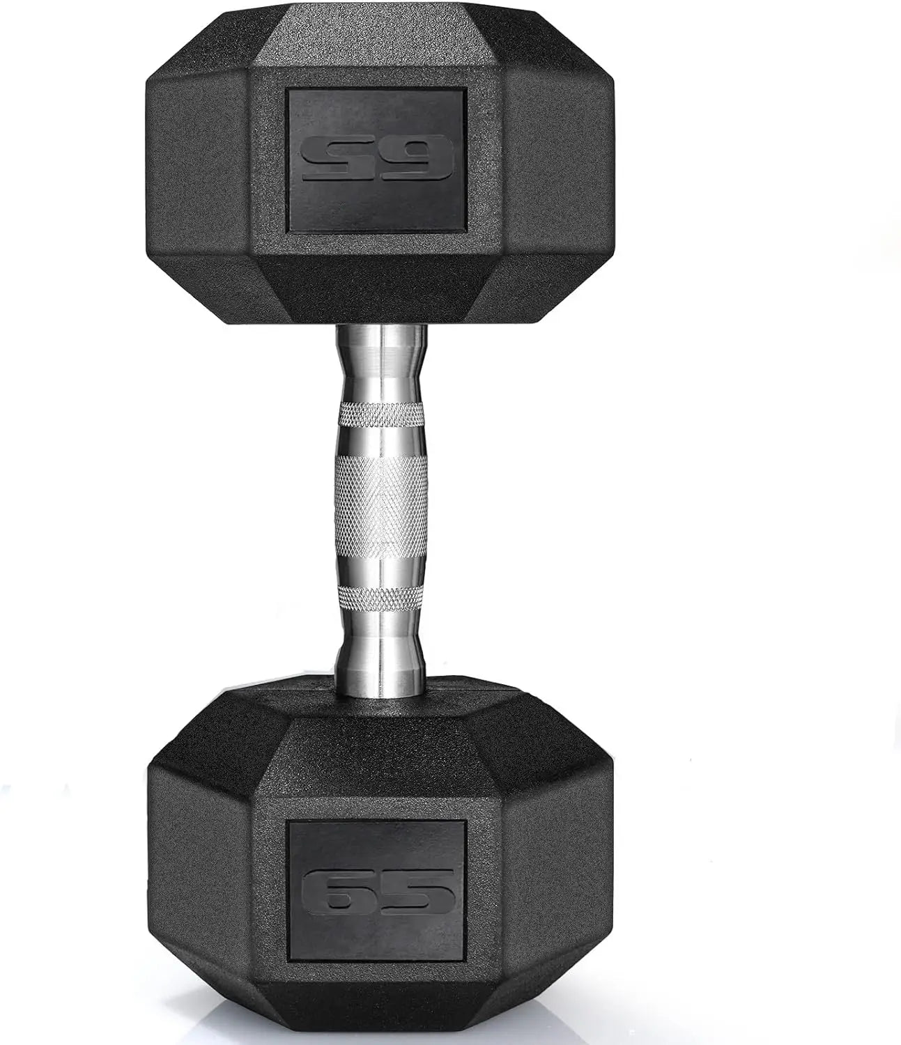 Rubber Hex Dumbbell Hand Weight, 40-75LB Dumbbells Rubber Coated Cast Iron Hex Black Dumbbells, Weights Dumbbells Set,1Pair/2Pcs
