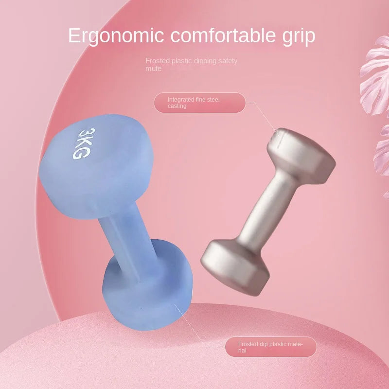 Women's Home Fitness Dumbbells 2KG A pair Of Women's Macaron Hemp Noodles Immersion Small Dumbbells Pure Iron Solid Style