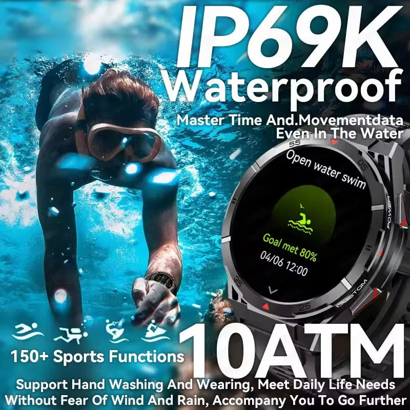 For HUAWEI GPS Sport Smart Watch Men 1.43 inch HD AMOLED Screen Compass Bluetooth Call Heart Rate Waterproof smart watch 2025New