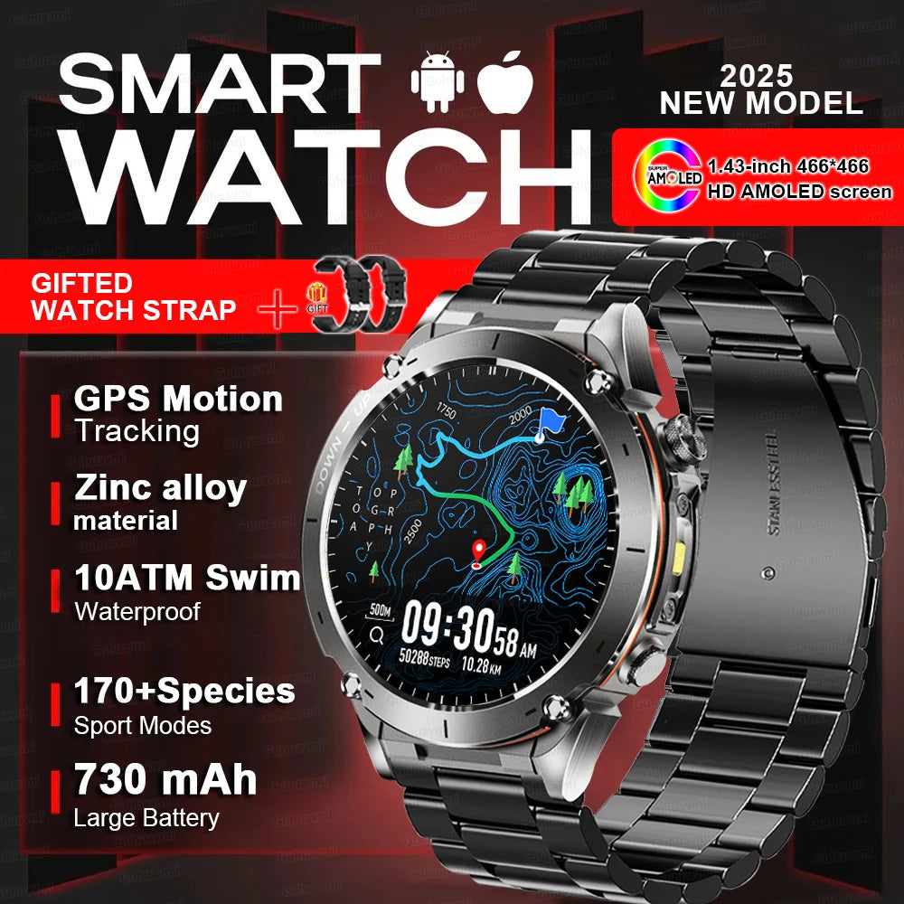 New For HUAWEI Dual-Band Satellite GPS Smartwatch Ultra HD AMOLED Screen Compass 10ATM Waterproof Sports SmartBracelet Men Watch