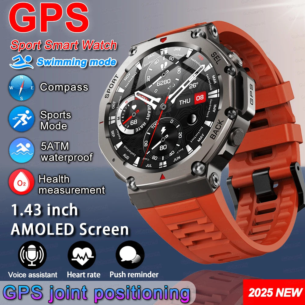 2025 New For Xiaomi T-Rex 3 Ultra GPS Smart Watch 5 ATM Waterproof Built-in Dual-band GNSS Compass Military Sport Smartwatch Men