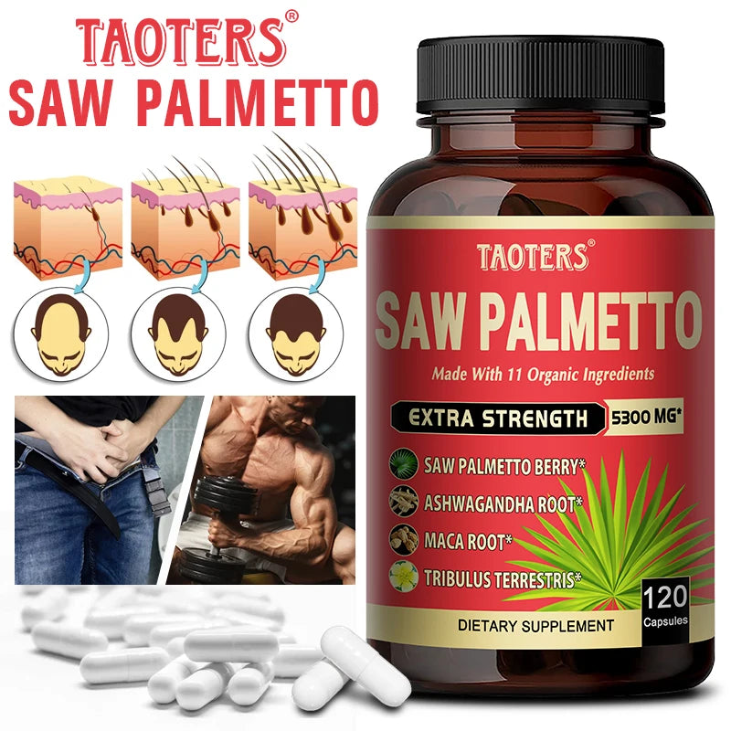 Saw Palmetto Berry PhytoSupplement - Combined with Turmeric, Tribulus, Maca, Green Tea and More - Prostate Support, 120 Capsules