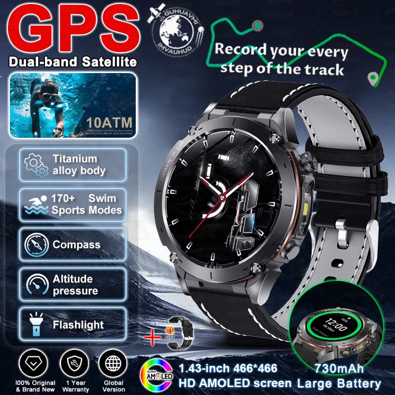 2025 New For HUAWEI IOS Ultra GPS Smart Watch 10ATM Waterproof Built-in Dual-band GNSS Compass Military Sport Men SWIM Bracelet
