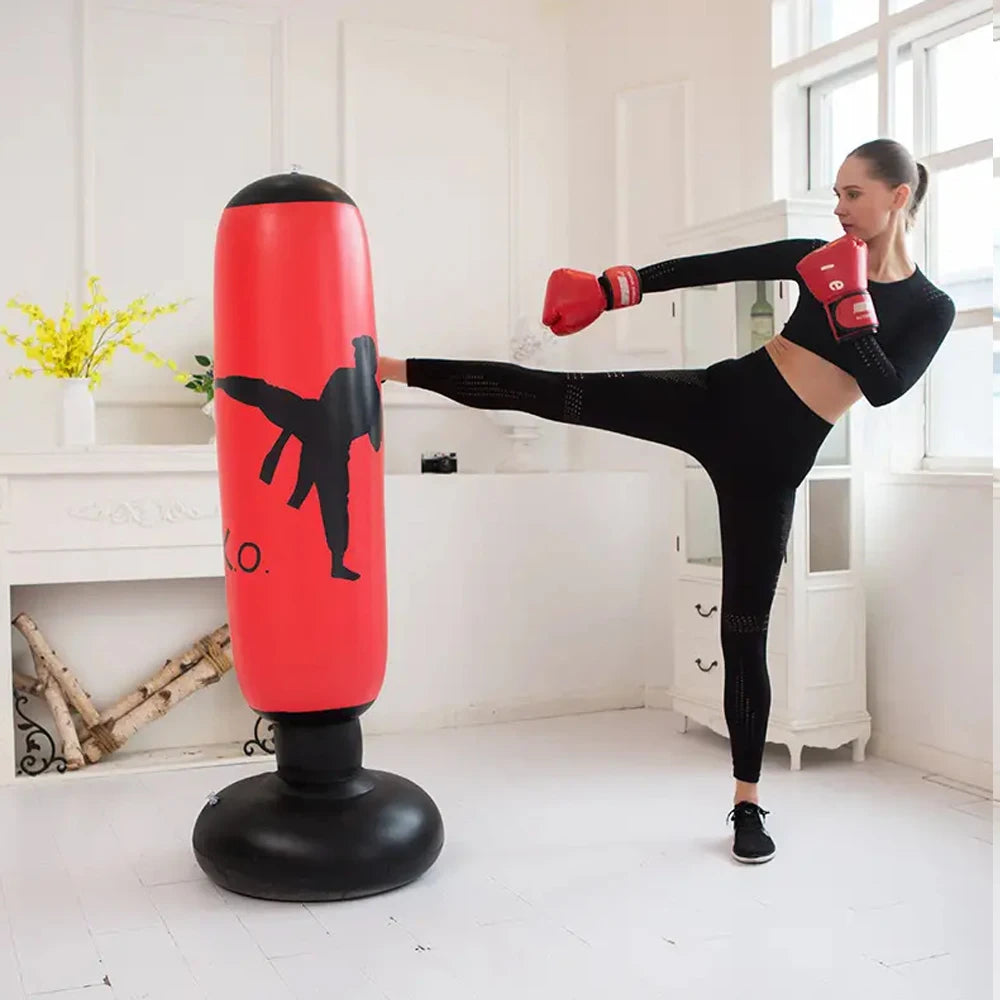 1pc KO Style Inflatable Boxing Sandbags Punching Bag 160cm/63inch Boxing Column Karate Taekwondo Training Props